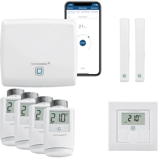 IP Set Heizungssteuerung für 4 Heizkörper + Wandthermostat | Komplettpaket